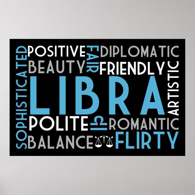 Impresión de Word Collage de Astrología de Libra (Frente)