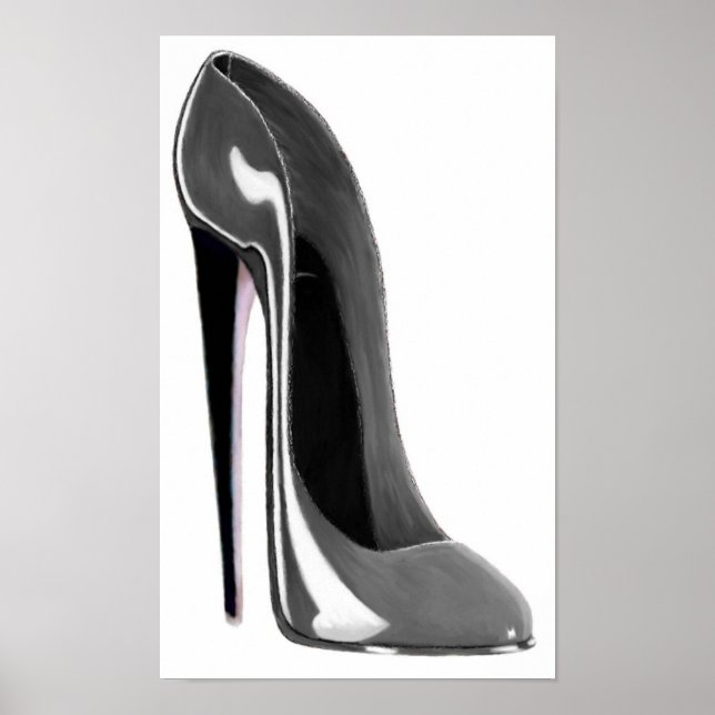 Impresión de zapatos de Stiletto Gris plateado (Frente)