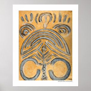 Impresión decorativa abstracta étnica amarilla