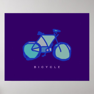 impresión decorativa de bicicleta azul