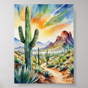 Impresión del arte acuarela de Saguaro