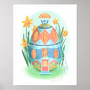Impresión del arte de la cabaña de huevos de pascu