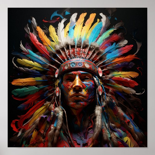 Impresión del arte de la cabeza india (Frente)