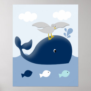 Impresión del arte de la guardería de ballena azul