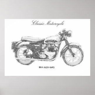 Impresión del arte de la motocicleta clásica bicic
