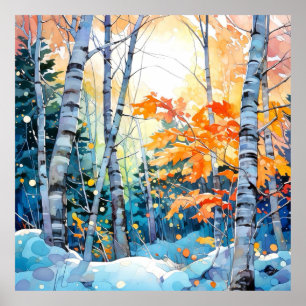Impresión del arte de la pared del bosque Birch Tr