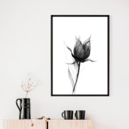 Impresión del arte de las flores monocromáticas