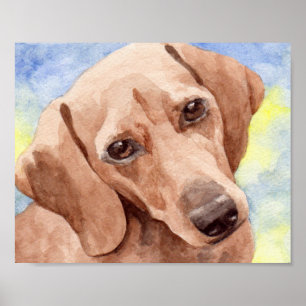 Impresión del arte del Dachshund de la acuarela