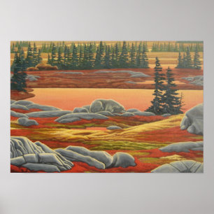 Impresión del arte del oso de pintura paisajística