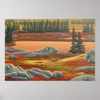 Impresión del arte del oso de pintura paisajística