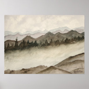 Impresión del arte del paisaje de las montañas de