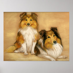 Impresión del arte del perro de "dos perros pastor