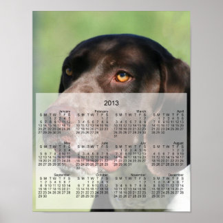 Impresión del calendario del perro de puntero de l