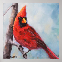 Impresión del cardenal rojo pájaro Bella Artes
