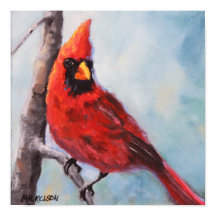 Impresión del cardenal rojo pájaro Bella Artes