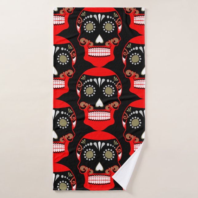Impresión del cráneo Día de los Muertos (Toalla de baño)