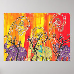 Impresión del desfile de elefantes felices