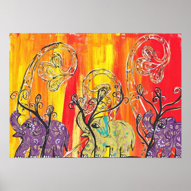 Impresión del desfile de elefantes felices (Frente)