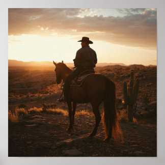 Impresión del desierto de la hora dorada - Jinete 