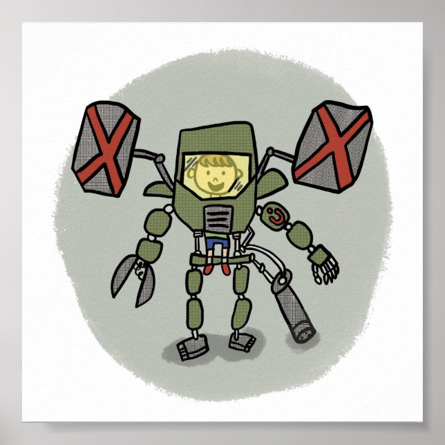 Impresión del estilo de libro de historietas Mech  (Frente)