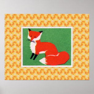 Impresión del Fox rojo del vintage