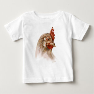 Impresión del gallo en la camiseta del bebé