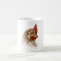 Impresión del gallo en la taza