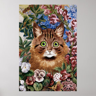 Impresión del gato marrón en el Poster del jardín