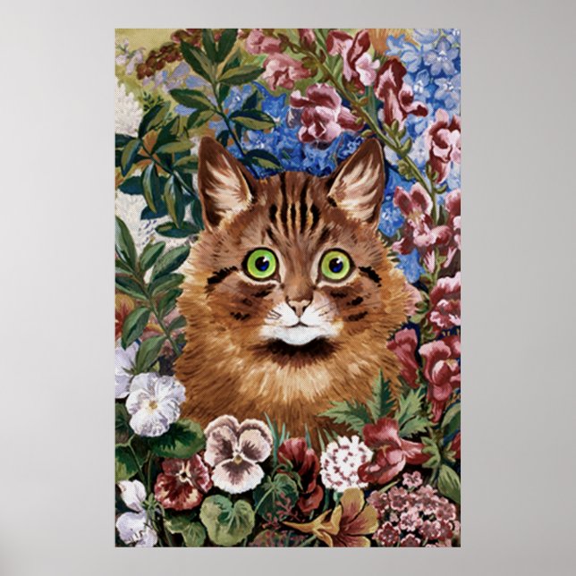 Impresión del gato marrón en el Poster del jardín (Frente)