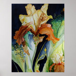 Impresión del iris anaranjado y amarillo