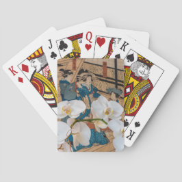 Impresión del japonés con los naipes de la