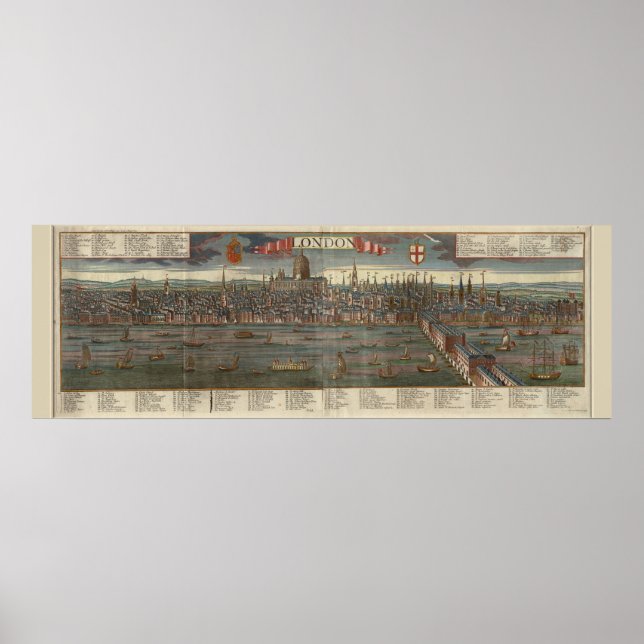 Impresión del mapa de antigüedades de Londres (Frente)