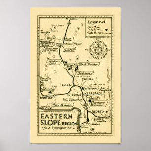 Impresión del mapa de esquí de New Hampshire