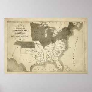 Impresión del mapa de los estados sureños 1861