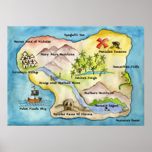 Impresión del mapa del pirata - lona grande