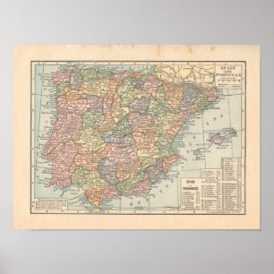 Impresión del mapa del vintage 1923 de España y de