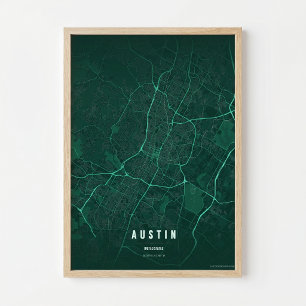 Impresión del mapa esmeralda de Austin Regalo de c
