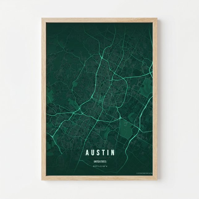 Impresión del mapa esmeralda de Austin Regalo de c (Subido por el creador)