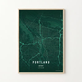 Impresión del mapa esmeralda de Portland Arte de p