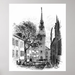Impresión del norte vieja de la iglesia