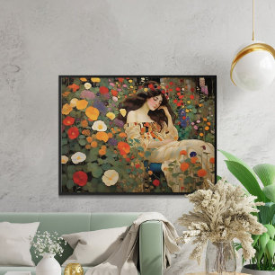 Impresión del paisaje de la casa de campo vintage