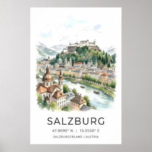 Impresión del paisaje urbano de Salzburgo - horizo