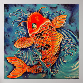 Impresión del Poster de arte "Koi Fish" estilo tat