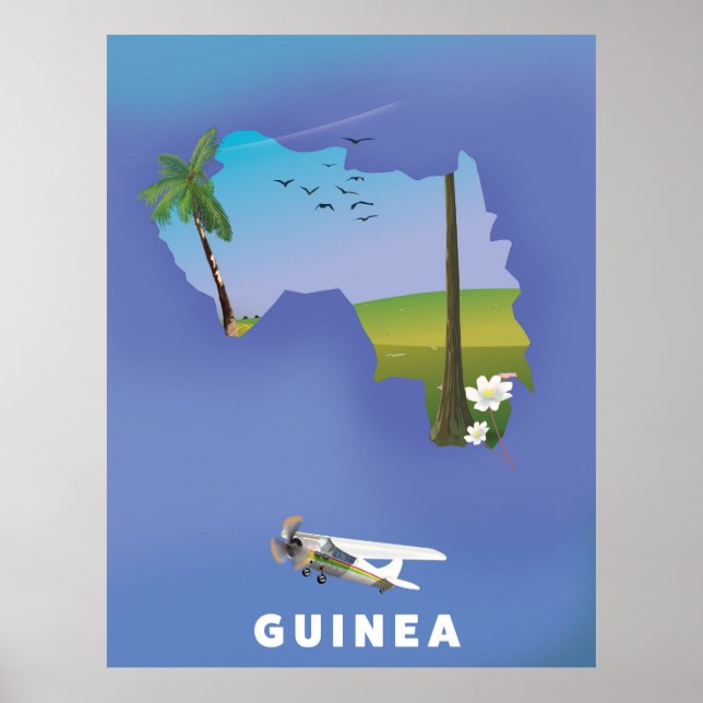 Impresión del poster de esquí de Guinea Sudáfrica. (Frente)