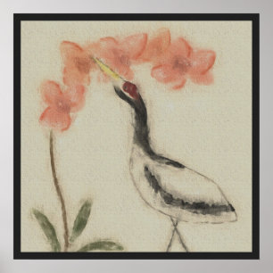 Impresión del poster de la grúa y de la orquídea