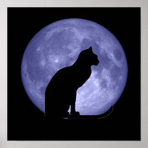 Impresión del poster de la luna azul del gato