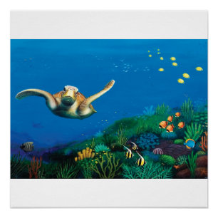 Impresión del poster de la tortuga de mar verde