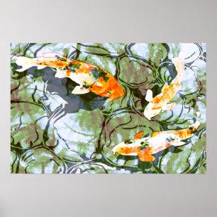 Impresión del poster de los pescados de Koi