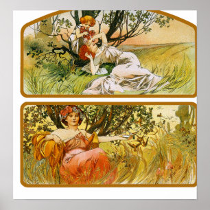 Impresión del poster de Mucha: Dos escenas de la