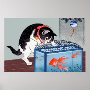 Impresión del poster del arte del gato y del